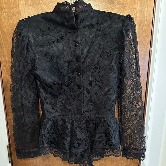 Gunne Sax Black Lace Top Size 7  or S - Picture 10 of 15